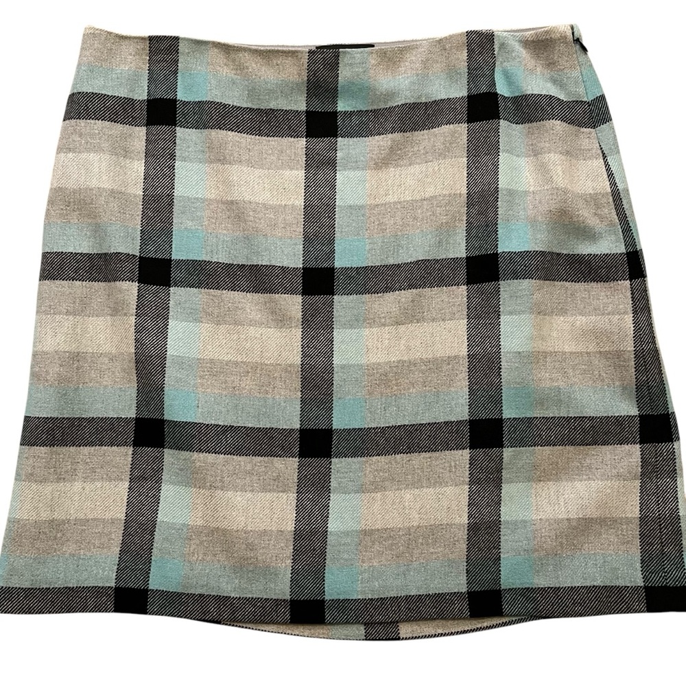 Talbots Plaid Blue/Grey/Cream/Navy Blue Aline Skirt 18
